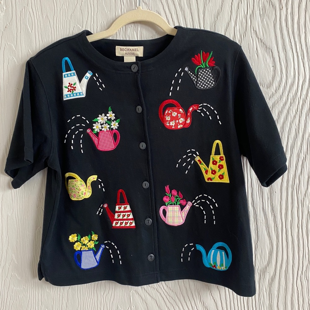 Adorable Vintage Bechamel Petites Cottagecore Appliqué Sweater